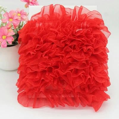 LYVQZPWLRStickpflaster, Weicher, 4 cm breiter, plissierter Tüll, feines Spitzenband, Rüschenbesatz, Kragenapplikation, DIY-Bastelstoff for Kleider, Kleidung, Röcke, Haustier-Lätzchen, Nähstoff(Rosso) von LYVQZPWLR