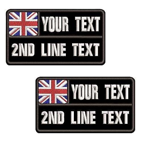 LYVQZPWLRStickpflaster, misscase Bestickte Namensaufnäher, 2 Stück, Stickerei mit britischer Flagge, Namensaufnäher for Aufbügeln/Klettverschluss(2Line 9x5cm) von LYVQZPWLR