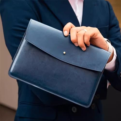LYVQZPWLRUmschlagdokument, Aktenordner Leder Tragbare Dokumententasche Business Leder Clutch Tasche Datei Organizer(Blu) von LYVQZPWLR
