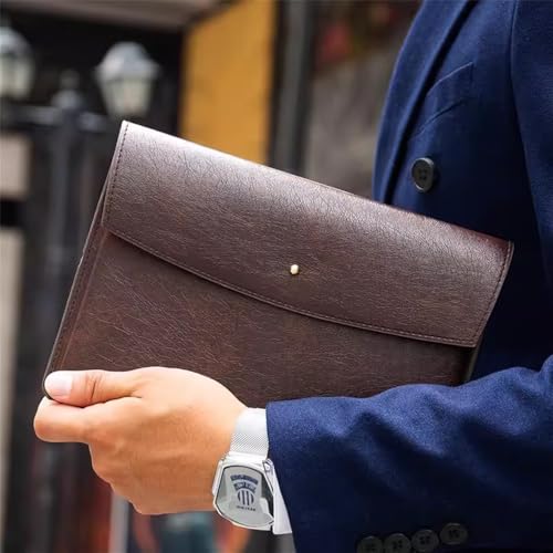 LYVQZPWLRUmschlagdokument, Aktenordner Leder Tragbare Dokumententasche Business Leder Clutch Tasche Datei Organizer(Bruin) von LYVQZPWLR