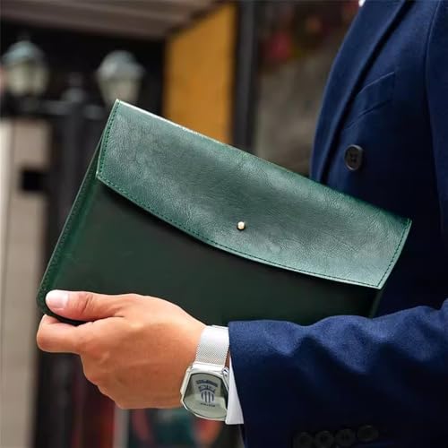 LYVQZPWLRUmschlagdokument, Aktenordner Leder Tragbare Dokumententasche Business Leder Clutch Tasche Datei Organizer(Green) von LYVQZPWLR