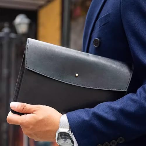 LYVQZPWLRUmschlagdokument, Aktenordner Leder Tragbare Dokumententasche Business Leder Clutch Tasche Datei Organizer(Noir) von LYVQZPWLR