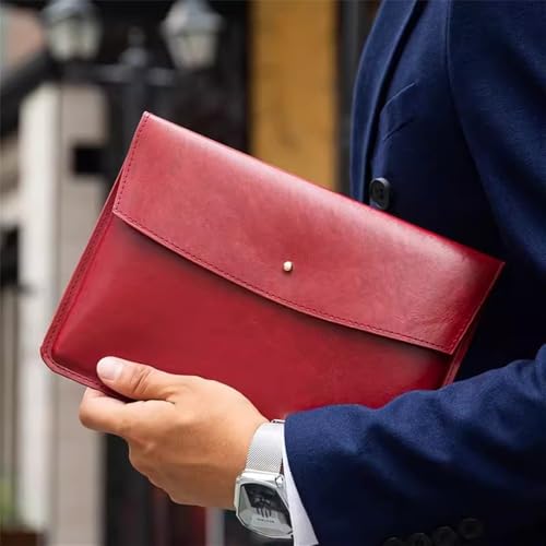 LYVQZPWLRUmschlagdokument, Aktenordner Leder Tragbare Dokumententasche Business Leder Clutch Tasche Datei Organizer(Rosso) von LYVQZPWLR