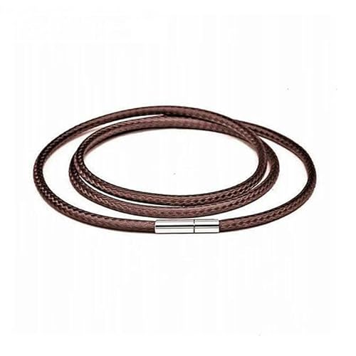 LYVQZPWLRWachsende Halskette, 1/1,5/2/2,5/3,0 mm Halskettenschnur Schwarzes Lederband Wachsseil Spitzenkette mit Edelstahl-Drehschnalle(Brown 2mm,50cm) von LYVQZPWLR