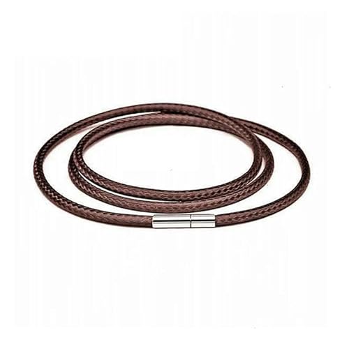 LYVQZPWLRWachsende Halskette, 1/1,5/2/2,5/3,0 mm Halskettenschnur Schwarzes Lederband Wachsseil Spitzenkette mit Edelstahl-Drehschnalle(Brown 3.0mm,80cm) von LYVQZPWLR