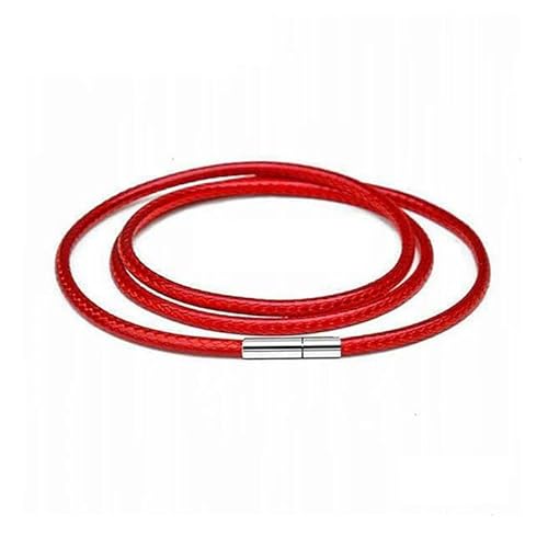 LYVQZPWLRWachsende Halskette, 1/1,5/2/2,5/3,0 mm Halskettenschnur Schwarzes Lederband Wachsseil Spitzenkette mit Edelstahl-Drehschnalle(Red 1.5mm,45cm) von LYVQZPWLR