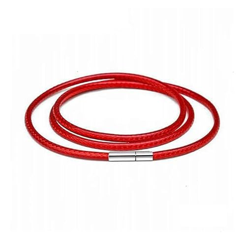 LYVQZPWLRWachsende Halskette, 1/1,5/2/2,5/3,0 mm Halskettenschnur Schwarzes Lederband Wachsseil Spitzenkette mit Edelstahl-Drehschnalle(Red 2.5mm,80cm) von LYVQZPWLR