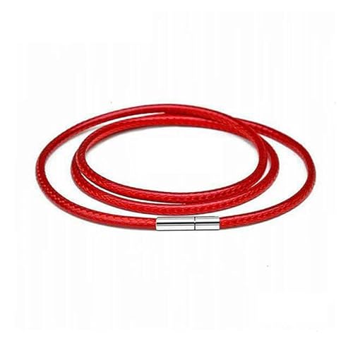 LYVQZPWLRWachsende Halskette, 1/1,5/2/2,5/3,0 mm Halskettenschnur Schwarzes Lederband Wachsseil Spitzenkette mit Edelstahl-Drehschnalle(Red 3.0mm,45cm) von LYVQZPWLR