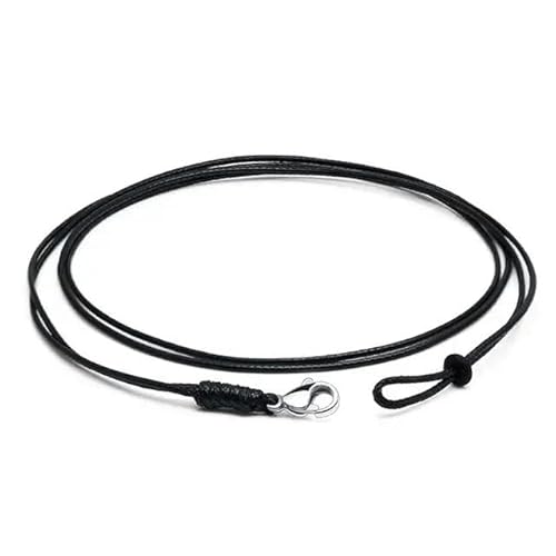 LYVQZPWLRWachsende Halskette, 1 mm doppelsträngiges Edelstahlgeflecht-Wachsseil, DIY-Anhänger, Halskette, Schmuckherstellung, handgefertigtes Lederseil(Black,55cm) von LYVQZPWLR