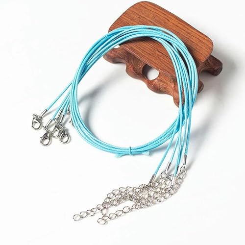 LYVQZPWLRWachsende Halskette, 10/20/50 Stück gewachste Baumwollkordel, verstellbare geflochtene Seilkette mit Karabinerverschluss(Lake Blue,20pcs) von LYVQZPWLR