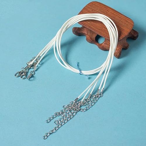 LYVQZPWLRWachsende Halskette, 10/20/50 Stück gewachste Baumwollkordel, verstellbare geflochtene Seilkette mit Karabinerverschluss(White,20pcs) von LYVQZPWLR