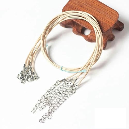 LYVQZPWLRWachsende Halskette, 10/20/50 Stücke Bunte Leder Gewachste Faden Seil Kette Schnur Halskette Anhänger(Beige,10pcs) von LYVQZPWLR