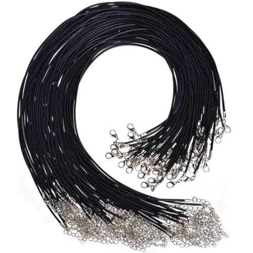 LYVQZPWLRWachsende Halskette, 10/30 Stück Bunte Lederschnur, Schmuck, Wachskette, Halskette, Anhänger, handgefertigte Schnur mit Karabinerverschluss, Farbe: 20 Stück(Black,30pcs) von LYVQZPWLR