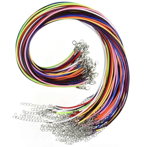 LYVQZPWLRWachsende Halskette, 10/30 Stück Bunte Lederschnur, Schmuck, Wachskette, Halskette, Anhänger, handgefertigte Schnur mit Karabinerverschluss, Farbe: 20 Stück(Color,10pcs) von LYVQZPWLR