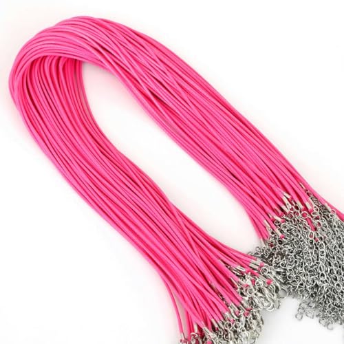 LYVQZPWLRWachsende Halskette, 10 Stück 1,5/2 mm gewachste Baumwollkordel, verstellbare geflochtene Seil-Halskettenkette mit Karabinerverschluss, DIY handgefertigte Schmuckherstellung(Fuchsia,1.5mm) von LYVQZPWLR