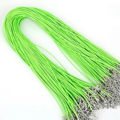 LYVQZPWLRWachsende Halskette, 10 Stück 1,5 mm 2 mm gewachste Baumwollschnur, verstellbare geflochtene Seilschnur, Halskettenkette mit Karabinerverschluss, DIY-Schmuckherstellung(Grass Green,2mm) von LYVQZPWLR