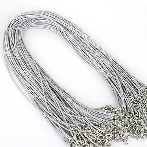 LYVQZPWLRWachsende Halskette, 10 Stück 1,5 mm 2 mm gewachste Baumwollschnur, verstellbare geflochtene Seilschnur, Halskettenkette mit Karabinerverschluss, DIY-Schmuckherstellung(Grijs,1.5mm) von LYVQZPWLR
