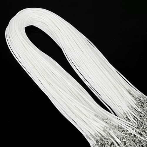 LYVQZPWLRWachsende Halskette, 10 Stück 1,5 mm 2 mm gewachste Baumwollschnur, verstellbare geflochtene Seilschnur, Halskettenkette mit Karabinerverschluss, DIY-Schmuckherstellung(White,1.5mm) von LYVQZPWLR