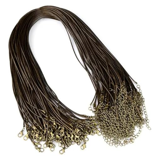 LYVQZPWLRWachsende Halskette, 20 Teile/los 45 + 5 cm Leder String Schnur Wachs Geflochtene 1,5/2mm Seil Einstellbare Kette Karabinerverschluss halsketten Anhänger Schmuck(Brown Copper,2mm) von LYVQZPWLR