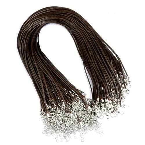 LYVQZPWLRWachsende Halskette, 20 Teile/los 45 + 5 cm Leder String Schnur Wachs Geflochtene 1,5/2mm Seil Einstellbare Kette Karabinerverschluss halsketten Anhänger Schmuck(Brown Sliver Color,2mm) von LYVQZPWLR