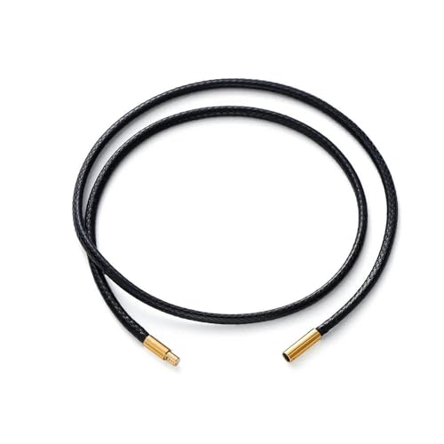 LYVQZPWLRWachsende Halskette, 45/50/60 cm Schwarz Braun Geflochtene Wachsschnur DIY Anhänger Halskette Schmuckherstellung Handarbeit Lederseil Stahlverschluss String(BlackGold,50cm x 3.0mm) von LYVQZPWLR