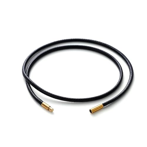 LYVQZPWLRWachsende Halskette, 45/50/60 cm Schwarz Braun Geflochtene Wachsschnur DIY Anhänger Halskette Schmuckherstellung Handarbeit Lederseil Stahlverschluss String(Coffeegold,50cm x 1.0mm) von LYVQZPWLR