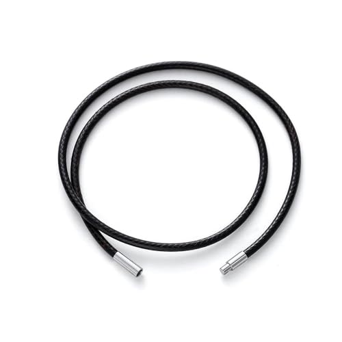 LYVQZPWLRWachsende Halskette, 45/50/60 cm Schwarz Braun Geflochtene Wachsschnur DIY Anhänger Halskette Schmuckherstellung Handarbeit Lederseil Stahlverschluss String(Coffeesteel,50cm x 1.0mm) von LYVQZPWLR