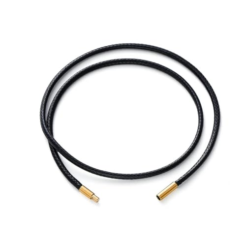 LYVQZPWLRWachsende Halskette, 45/50/60 cm schwarz braun geflochtene Wachsschnur handgefertigte Lederseilkette mit Stahlverschluss(BlackGold,60cm x 2.5mm) von LYVQZPWLR