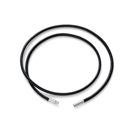 LYVQZPWLRWachsende Halskette, 45/50/60 cm schwarz braun geflochtene Wachsschnur handgefertigte Lederseilkette mit Stahlverschluss(Blacksteel,50cm x 3.0mm) von LYVQZPWLR