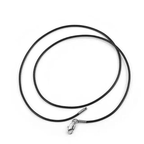 LYVQZPWLRWachsende Halskette, 45/50/60cm Schwarzes Geflecht Wachsschnur DIY Anhänger Halskette Schmuckherstellung Handarbeit Lederseil Karabinerverschluss String(1.5mm Black,60cm) von LYVQZPWLR