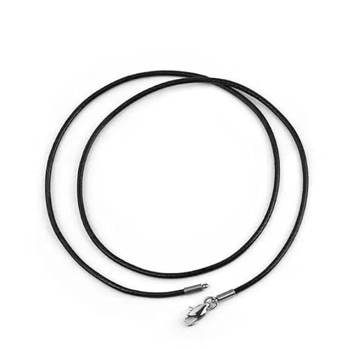 LYVQZPWLRWachsende Halskette, 45/50/60cm Schwarzes Geflecht Wachsschnur DIY Anhänger Halskette Schmuckherstellung Handarbeit Lederseil Karabinerverschluss String(2mm Black,50cm) von LYVQZPWLR