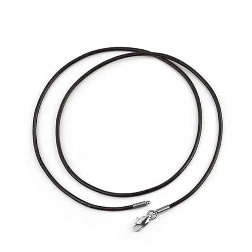 LYVQZPWLRWachsende Halskette, 45/50/60cm Schwarzes Geflecht Wachsschnur DIY Anhänger Halskette Schmuckherstellung Handarbeit Lederseil Karabinerverschluss String(2mm Brown,50cm) von LYVQZPWLR