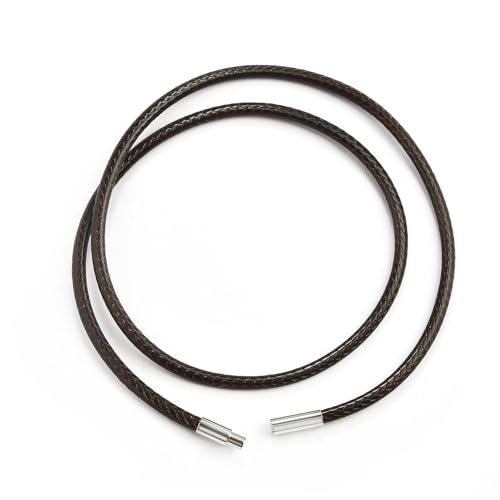 LYVQZPWLRWachsende Halskette, 45/50/60cm Schwarzes Geflecht Wachsschnur DIY Anhänger Halskette Schmuckherstellung Handarbeit Lederseil Karabinerverschluss String(3.0mm Brown S,60cm) von LYVQZPWLR