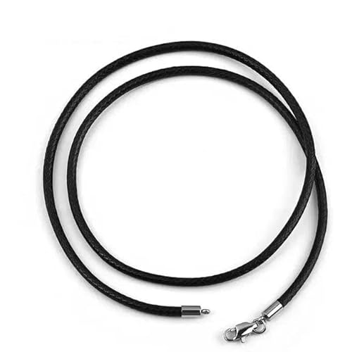 LYVQZPWLRWachsende Halskette, 45/50/60cm Schwarzes Geflecht Wachsschnur DIY Anhänger Halskette Schmuckherstellung Handarbeit Lederseil Karabinerverschluss String(3mm Black,50cm) von LYVQZPWLR