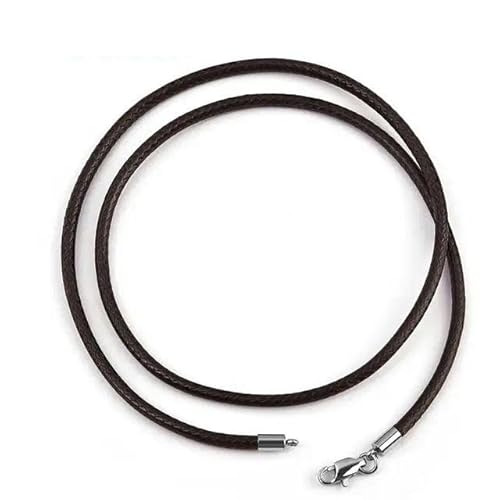LYVQZPWLRWachsende Halskette, 45/50/60cm Schwarzes Geflecht Wachsschnur DIY Anhänger Halskette Schmuckherstellung Handarbeit Lederseil Karabinerverschluss String(3mm Brown,60cm) von LYVQZPWLR