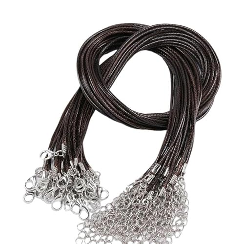 LYVQZPWLRWachsende Halskette, 45 cm geflochtenes verstellbares Lederseil Wachsschnur DIY handgefertigte Halskette Anhänger Karabinerverschluss Schnur Schnur Schmuck(Bruin) von LYVQZPWLR