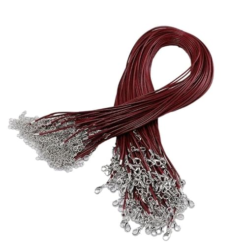 LYVQZPWLRWachsende Halskette, 45 cm geflochtenes verstellbares Lederseil Wachsschnur DIY handgefertigte Halskette Anhänger Karabinerverschluss Schnur Schnur Schmuck(Claret) von LYVQZPWLR
