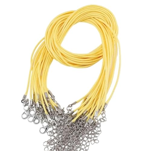 LYVQZPWLRWachsende Halskette, 45 cm geflochtenes verstellbares Lederseil Wachsschnur DIY handgefertigte Halskette Anhänger Karabinerverschluss Schnur Schnur Schmuck(Giallo) von LYVQZPWLR