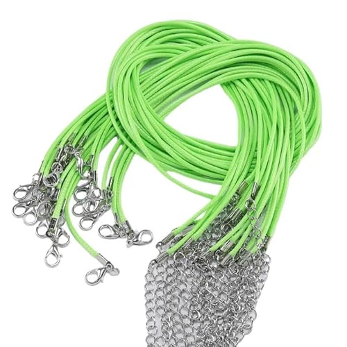 LYVQZPWLRWachsende Halskette, 45 cm geflochtenes verstellbares Lederseil Wachsschnur DIY handgefertigte Halskette Anhänger Karabinerverschluss Schnur Schnur Schmuck(Grass Green) von LYVQZPWLR