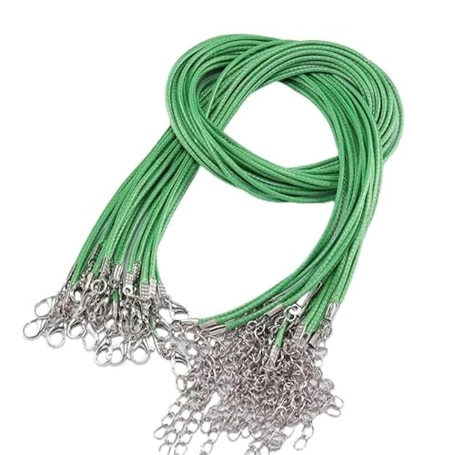 LYVQZPWLRWachsende Halskette, 45 cm geflochtenes verstellbares Lederseil Wachsschnur DIY handgefertigte Halskette Anhänger Karabinerverschluss Schnur Schnur Schmuck(Green) von LYVQZPWLR