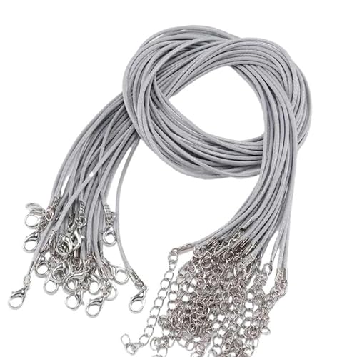 LYVQZPWLRWachsende Halskette, 45 cm geflochtenes verstellbares Lederseil Wachsschnur DIY handgefertigte Halskette Anhänger Karabinerverschluss Schnur Schnur Schmuck(Grijs) von LYVQZPWLR