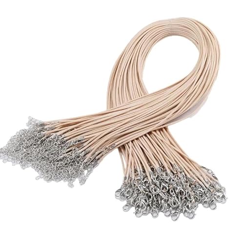 LYVQZPWLRWachsende Halskette, 45 cm geflochtenes verstellbares Lederseil Wachsschnur DIY handgefertigte Halskette Anhänger Karabinerverschluss Schnur Schnur Schmuck(Khaki) von LYVQZPWLR