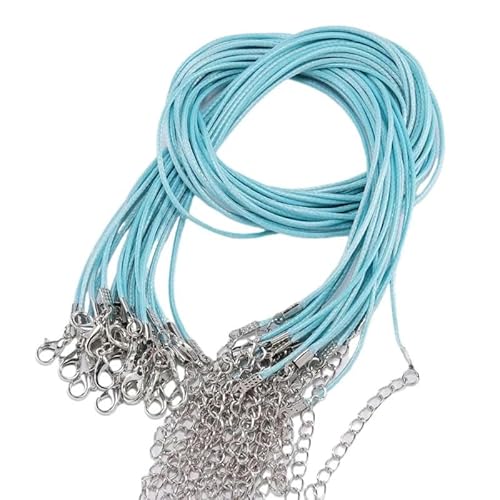 LYVQZPWLRWachsende Halskette, 45 cm geflochtenes verstellbares Lederseil Wachsschnur DIY handgefertigte Halskette Anhänger Karabinerverschluss Schnur Schnur Schmuck(Lake Blue) von LYVQZPWLR