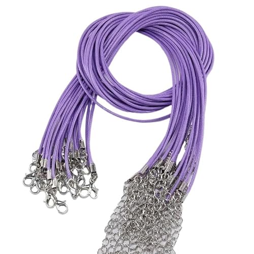 LYVQZPWLRWachsende Halskette, 45 cm geflochtenes verstellbares Lederseil Wachsschnur DIY handgefertigte Halskette Anhänger Karabinerverschluss Schnur Schnur Schmuck(Light Purple) von LYVQZPWLR