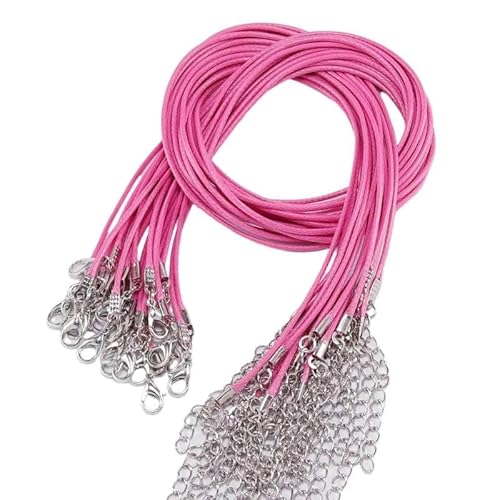 LYVQZPWLRWachsende Halskette, 45 cm geflochtenes verstellbares Lederseil Wachsschnur DIY handgefertigte Halskette Anhänger Karabinerverschluss Schnur Schnur Schmuck(Rose Red) von LYVQZPWLR
