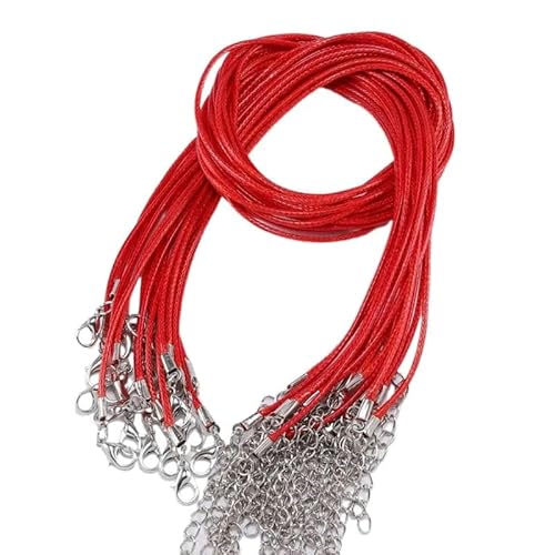LYVQZPWLRWachsende Halskette, 45 cm geflochtenes verstellbares Lederseil Wachsschnur DIY handgefertigte Halskette Anhänger Karabinerverschluss Schnur Schnur Schmuck(Rosso) von LYVQZPWLR