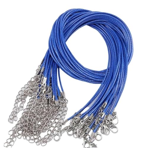 LYVQZPWLRWachsende Halskette, 45 cm geflochtenes verstellbares Lederseil Wachsschnur DIY handgefertigte Halskette Anhänger Karabinerverschluss Schnur Schnur Schmuck(Royal Blue) von LYVQZPWLR