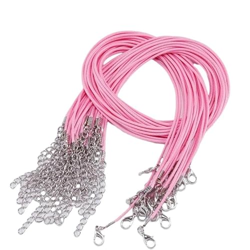 LYVQZPWLRWachsende Halskette, 45 cm geflochtenes verstellbares Lederseil Wachsschnur DIY handgefertigte Halskette Anhänger Karabinerverschluss Schnur Schnur Schmuck(Roze) von LYVQZPWLR