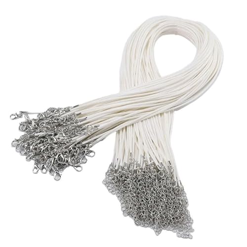 LYVQZPWLRWachsende Halskette, 45 cm geflochtenes verstellbares Lederseil Wachsschnur DIY handgefertigte Halskette Anhänger Karabinerverschluss Schnur Schnur Schmuck(White) von LYVQZPWLR