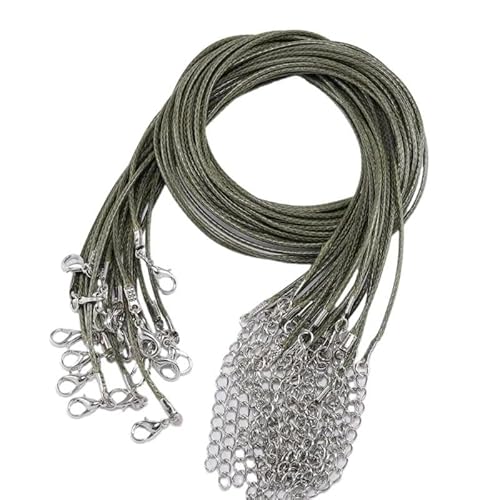 LYVQZPWLRWachsende Halskette, 45 cm geflochtenes verstellbares Lederseil Wachsschnur DIY handgefertigte Halskette Anhänger Karabinerverschluss Schnur Schnur Schmuck(for Army Green) von LYVQZPWLR